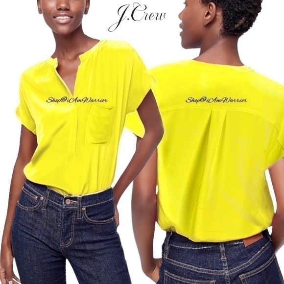 J.Crew lemon fluid silk relaxed fit pullover blouse *shop@iamwarrior - Picture 1 of 8